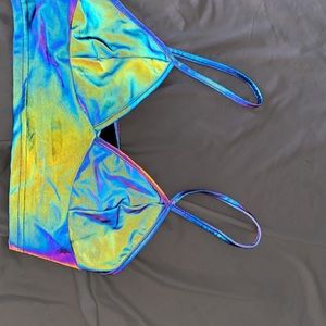 Holographic v next crop top